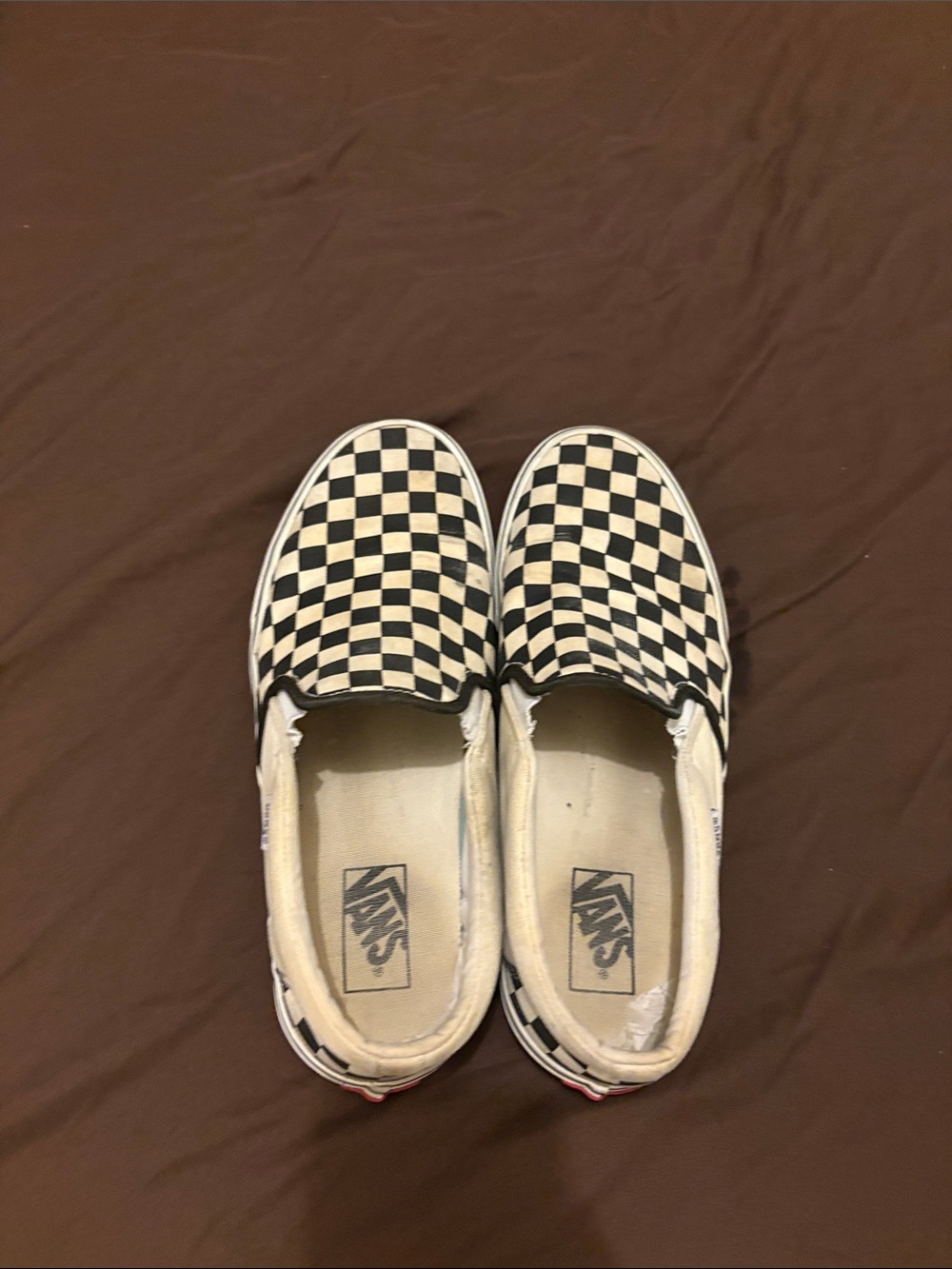 Vans Checkerboard Slip-On Sneakers - Black & White 10